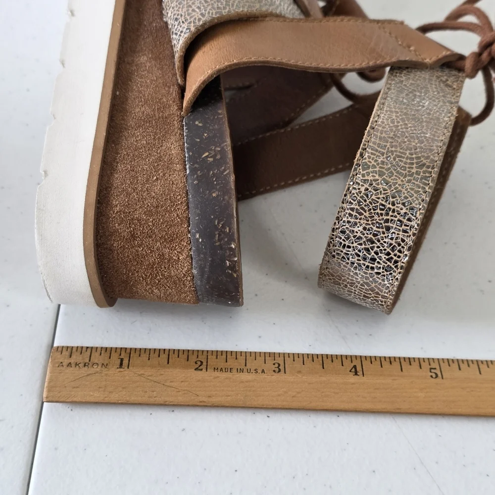 Diba True‎ Gitty Yup Leather Sandals Size 11 M Tie Ankle Strap Metallic Shoes
